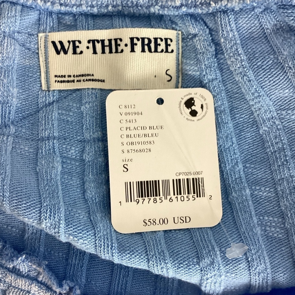 We The Free Meant To Be Tee Placid Blue Ribbed Crop Top Size S - Picture 7 of 8